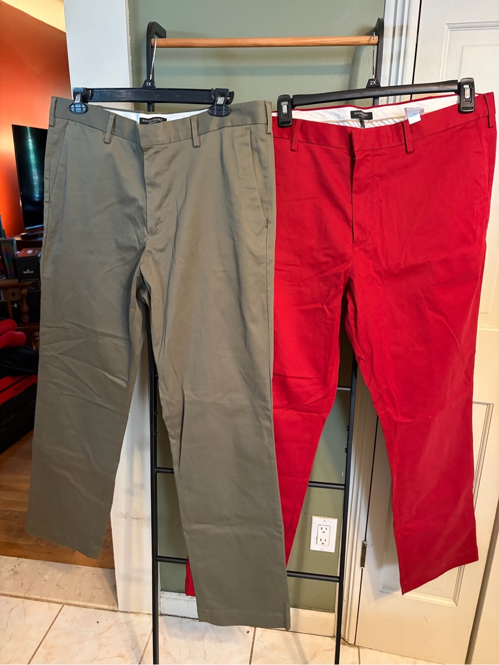 Banana Republic Olive and Red Chino Pants Set